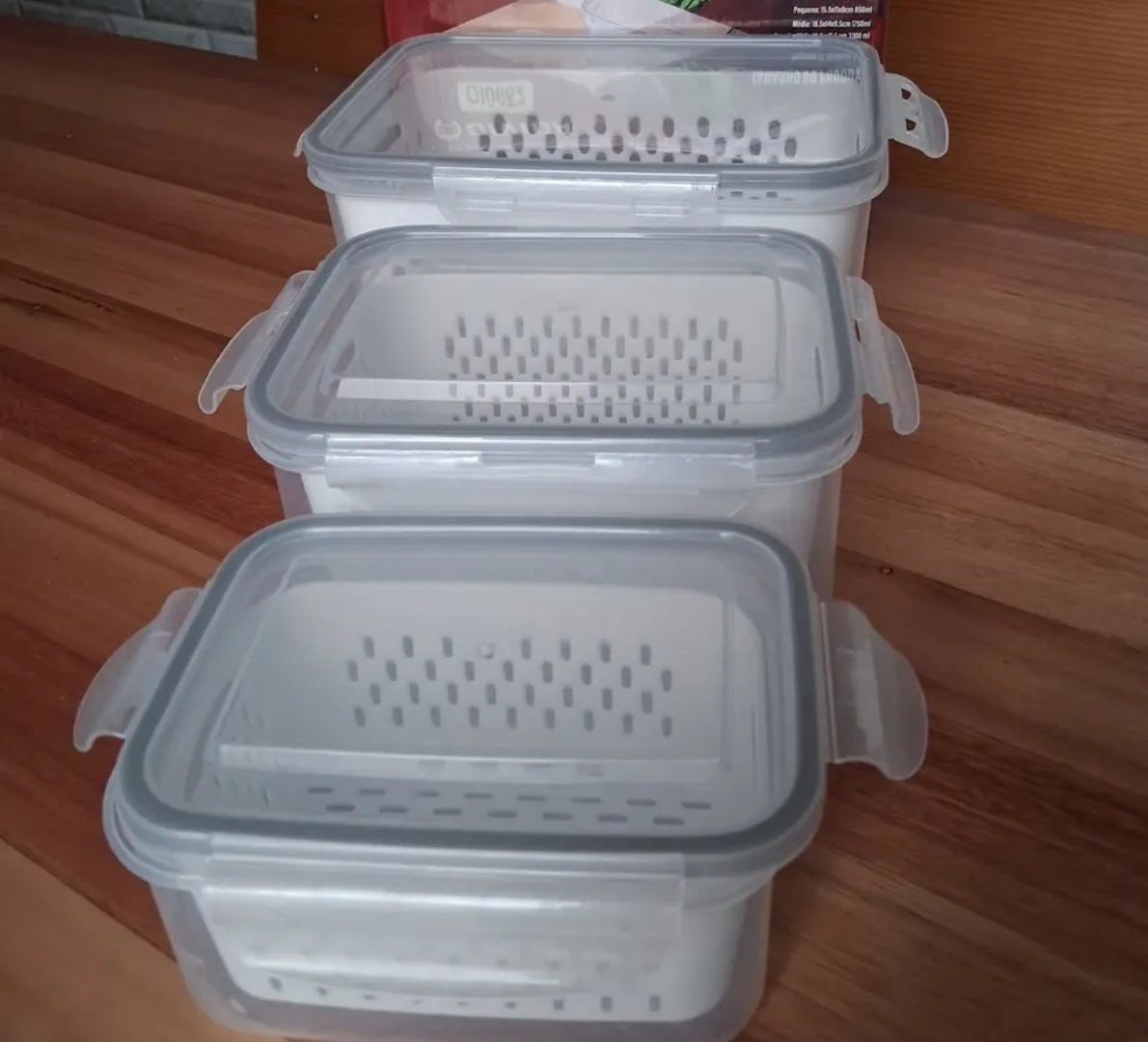🍲 Kit 3 Organizadores de Geladeira com Tampas
