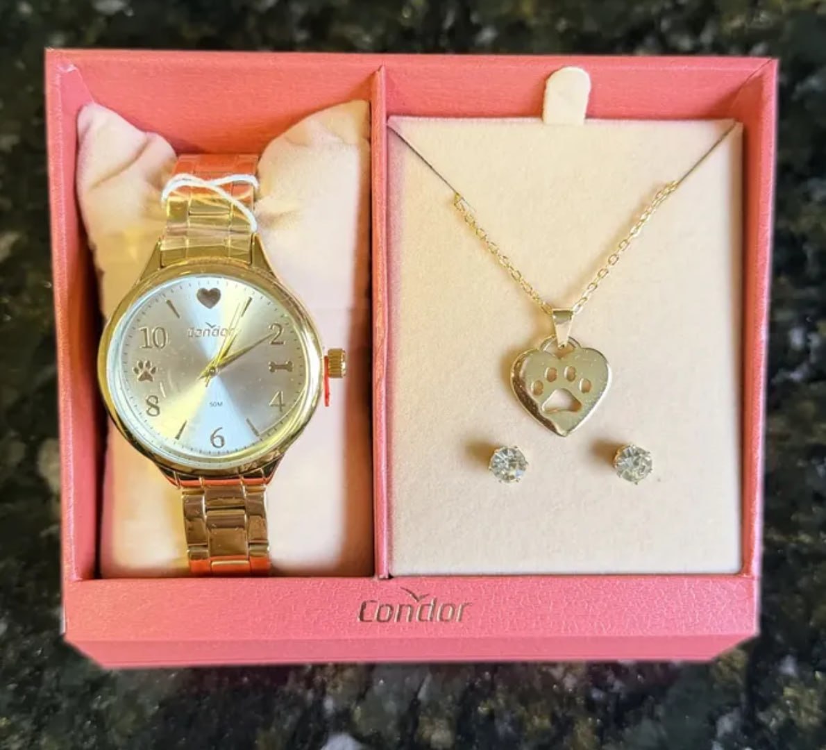 ⌚️Kit Relógio Condor Dourado