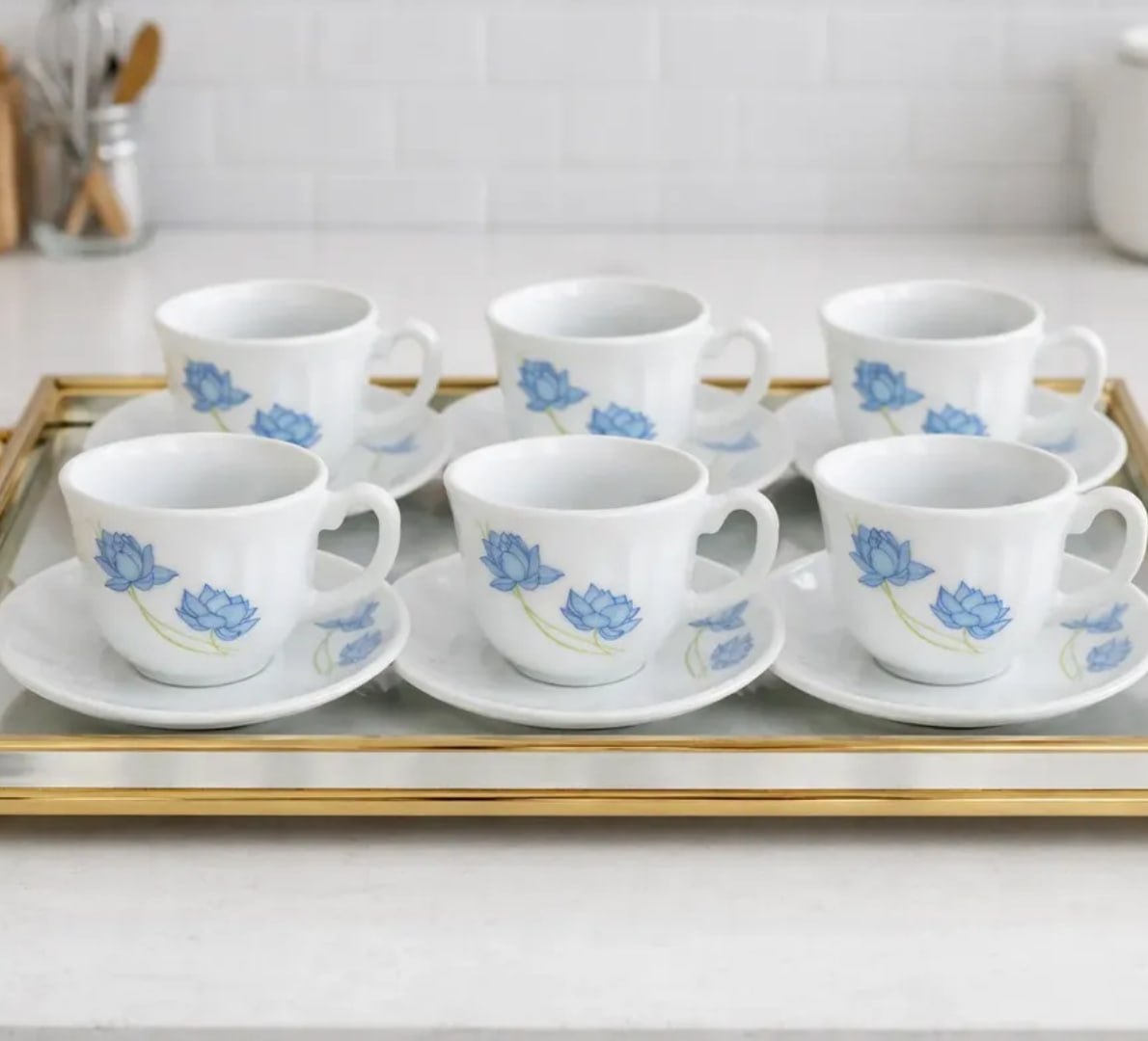 🍵 Jogo De Xicaras e Pires 12 Peças, 220ml