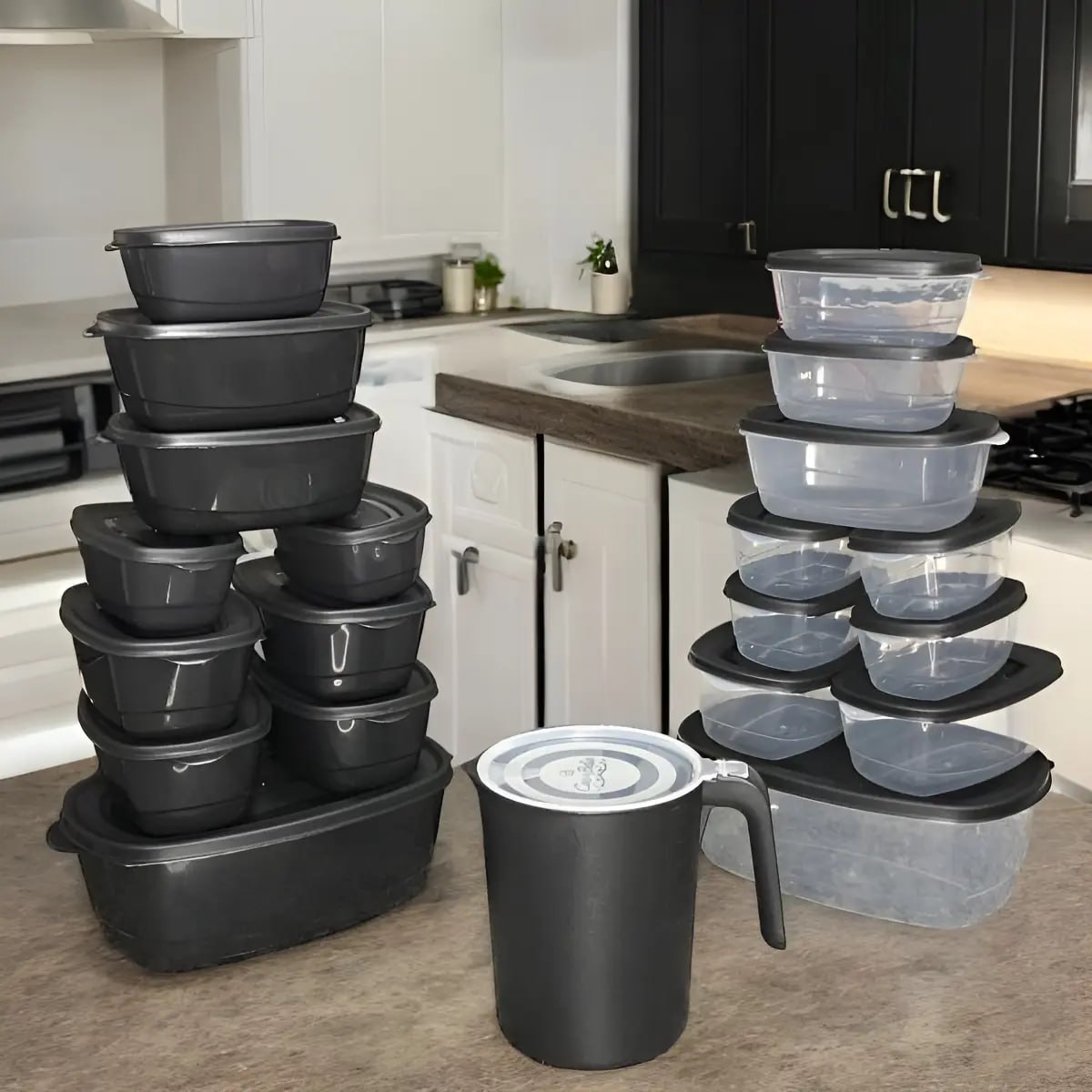 ✅ Super Kit 21 Peças Potes De Plástico Bpa Free Para Cozinha (3 Cores)