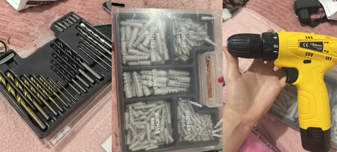 ✅ Parafusadeira Furadeira 3/8 A Bateria Tb12a The Black Tools Jogo Brocas E Buchas 300 Peças
