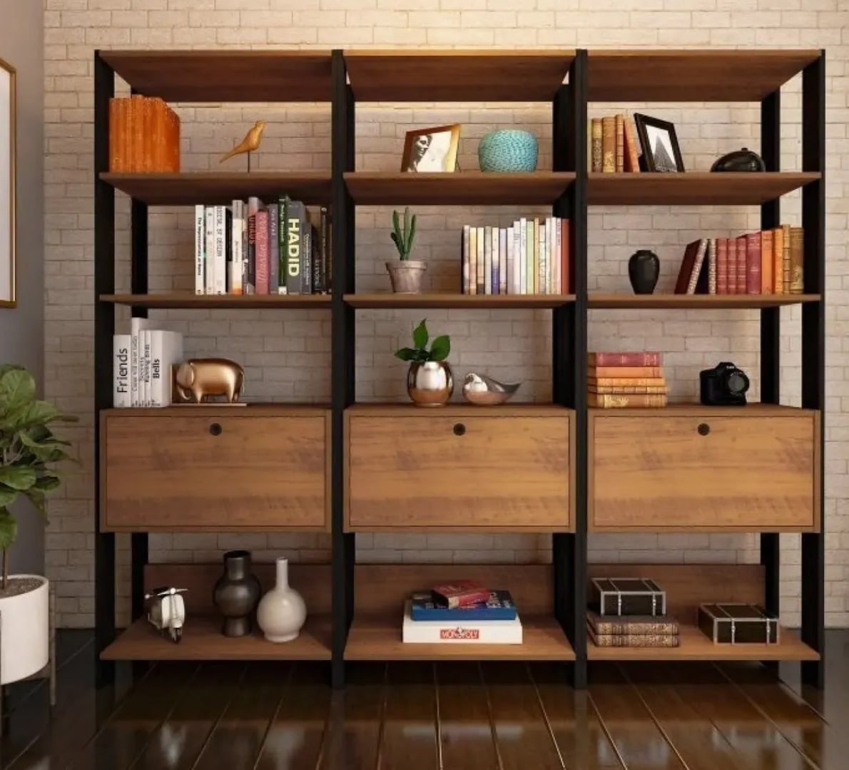 ✅ Conjunto 3 Estantes para Livros Industrial
