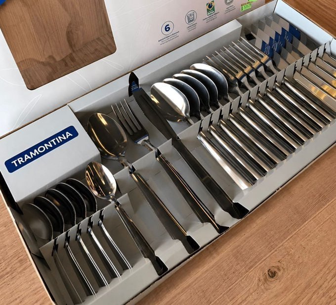 🍴 Jogo Talheres Faqueiro Búzios Aço Inox 24 Peças Tramontina