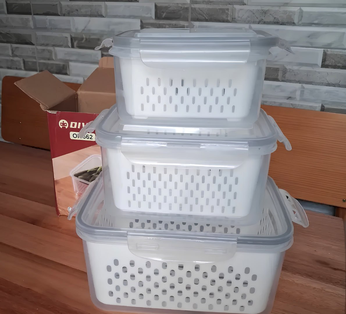 ✅ Kit com 3 Organizadores Geladeira com Tampas