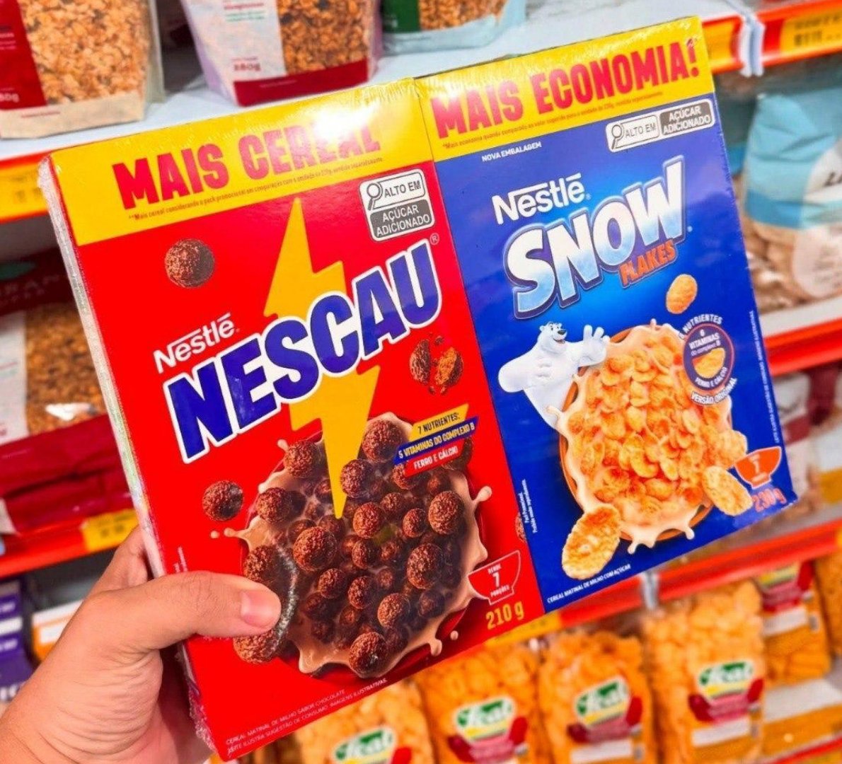 š„£ Kit Cereal Matinal Chocolate Nescau 210g + Snow Flakes 230g
