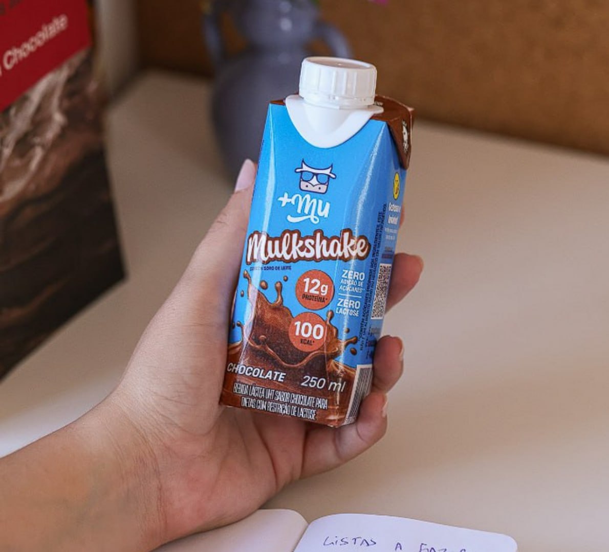 💪 +Mu Mulkshake Bebida c/ Whey Chocolate 250ml - 12 unidades