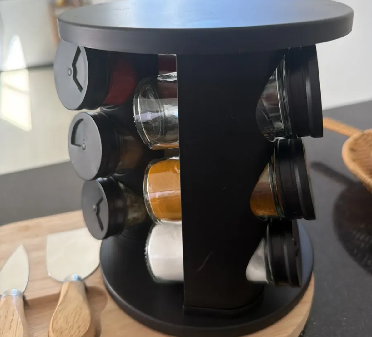 ✅ Porta Temperos Condimentos com 9 Potes De Vidro Base Giratória 360°