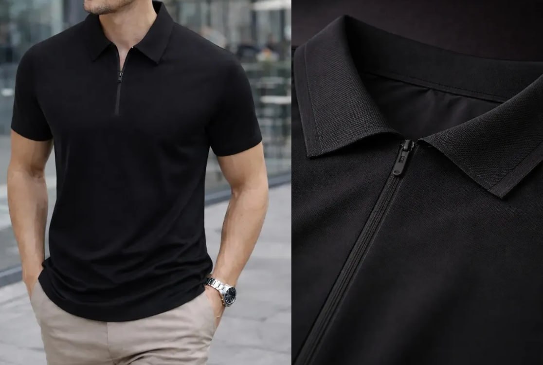 👕 Camisa Polo Zíper Slim Fit Tecnológica (6 Cores)