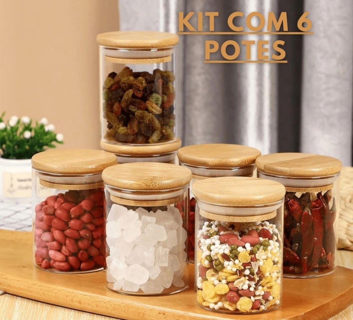 ✅ Kit 6 Potes de Mantimentos Herméticos 250ml
