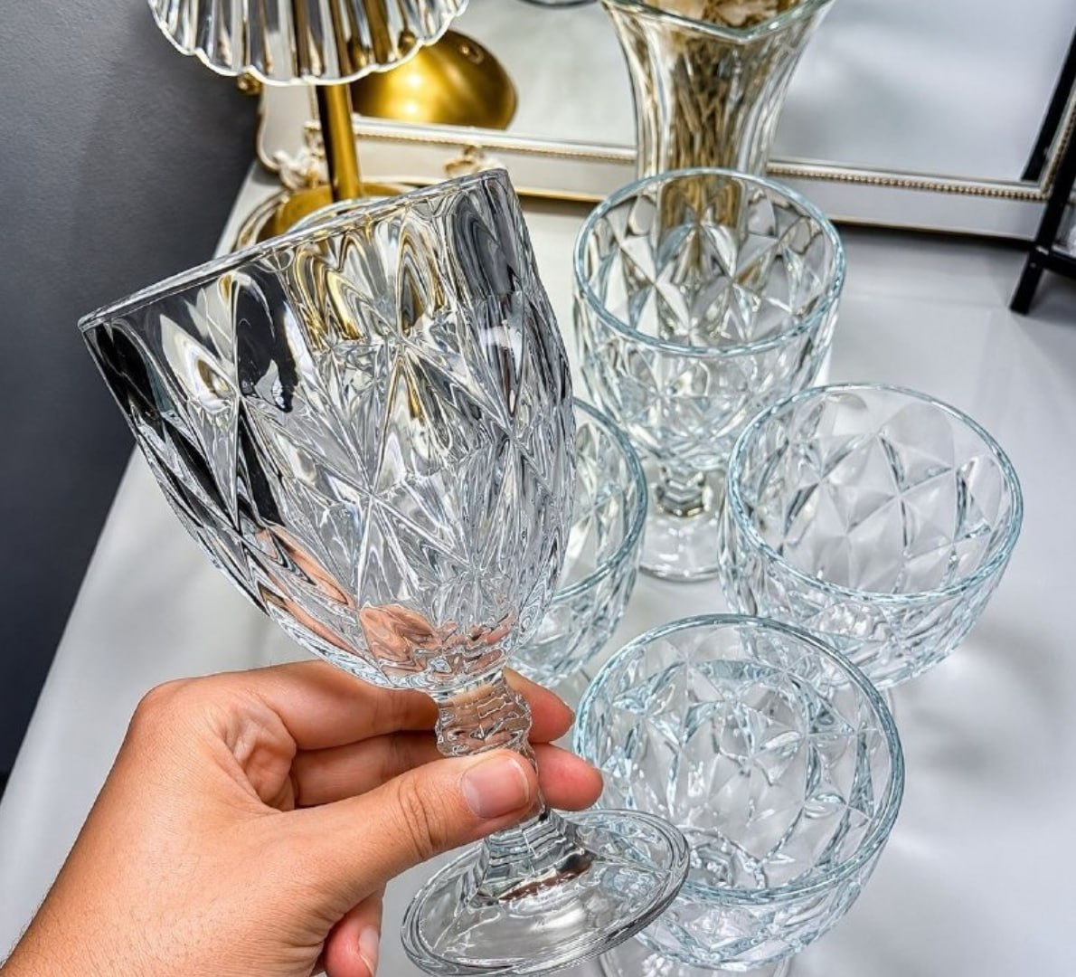 š· Conjunto de TaƧas de Vidro 340ml Diamond Line 6 PeƧas