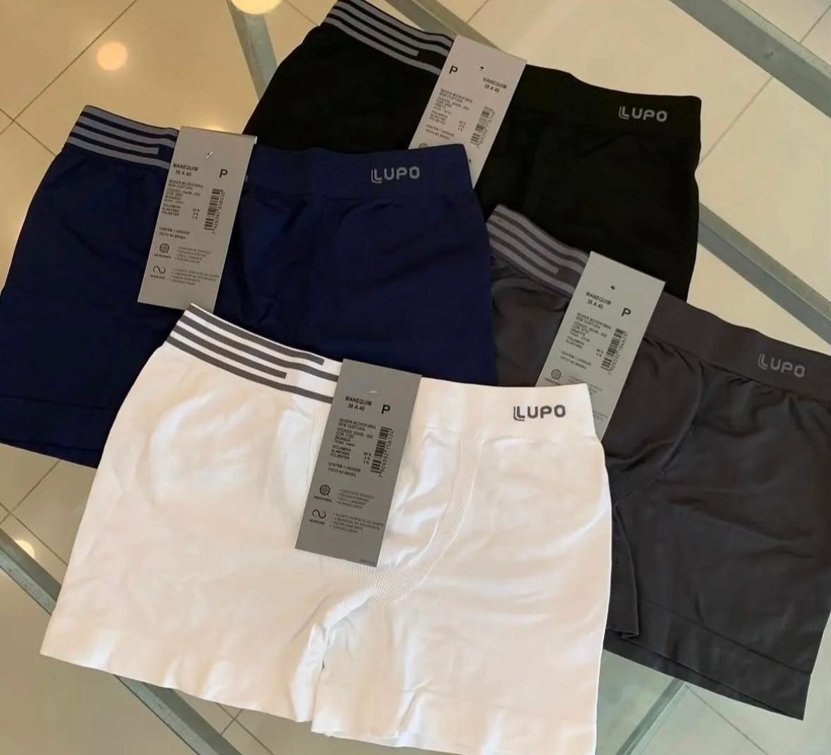 🩲 Kit com 4 Cuecas Lupo Boxer Poliamida Box sem Costura- Em cores