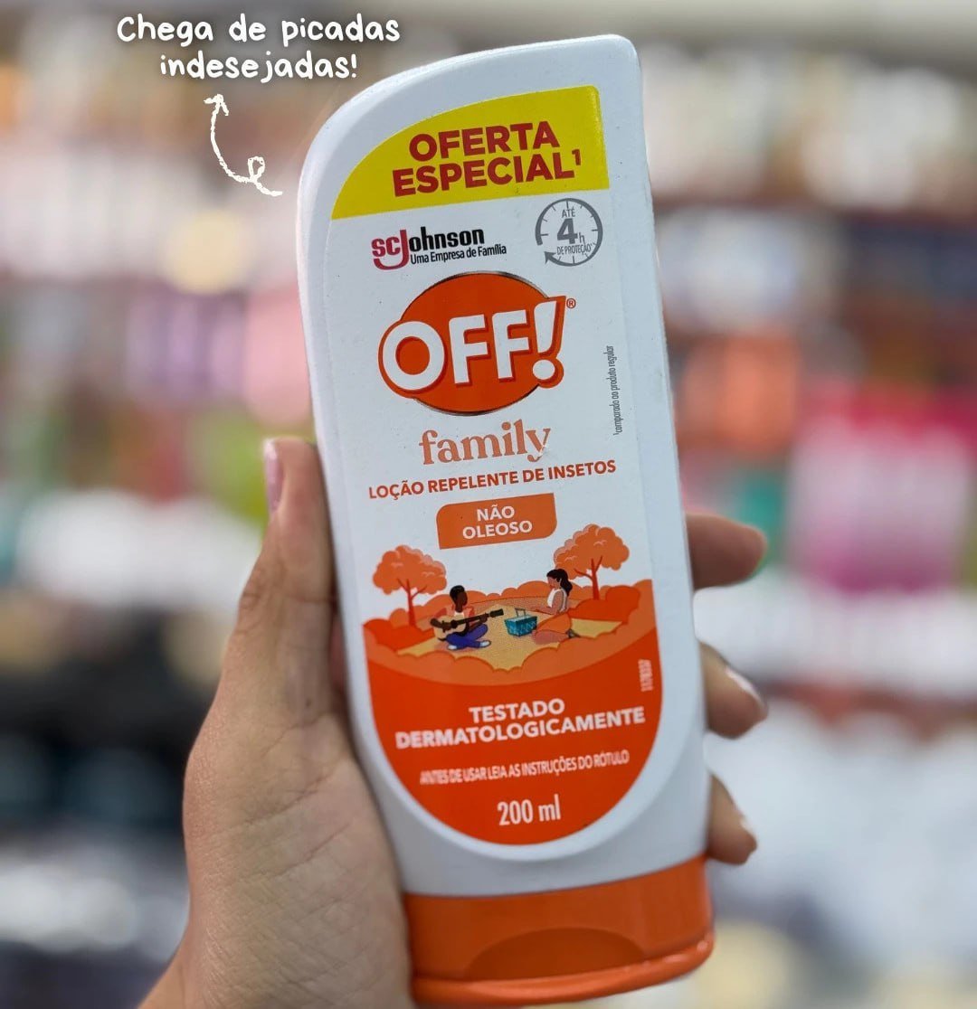 🚫 🦟 OFF! Family Loção Repelente de Insetos e Mosquitos 200ml