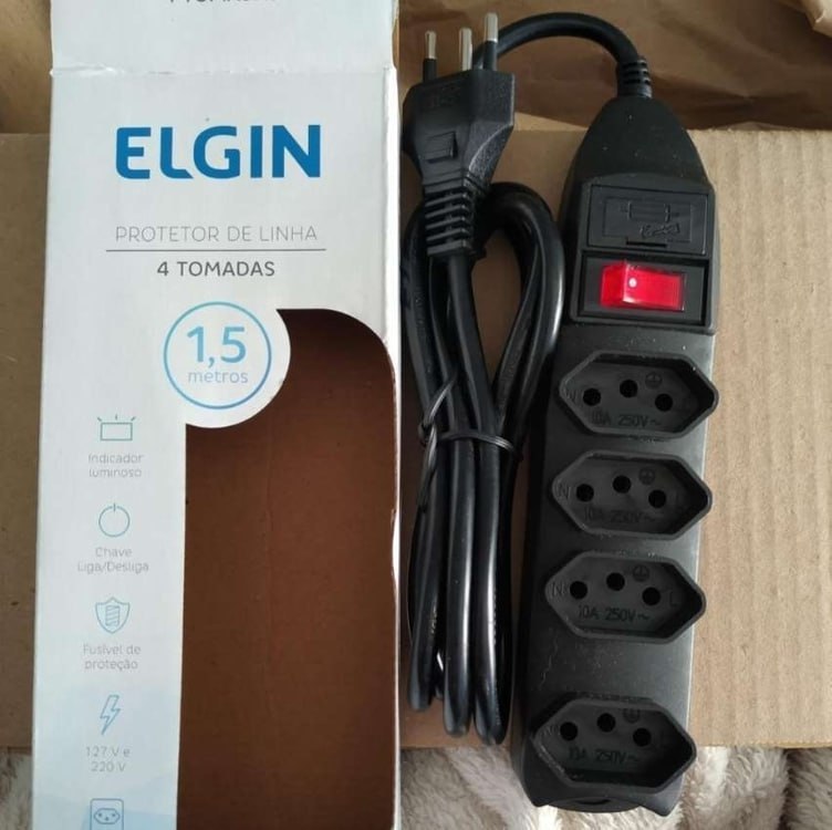š Filtro de Linha 4 Tomadas Elgin 2P+T 10A Bivolt