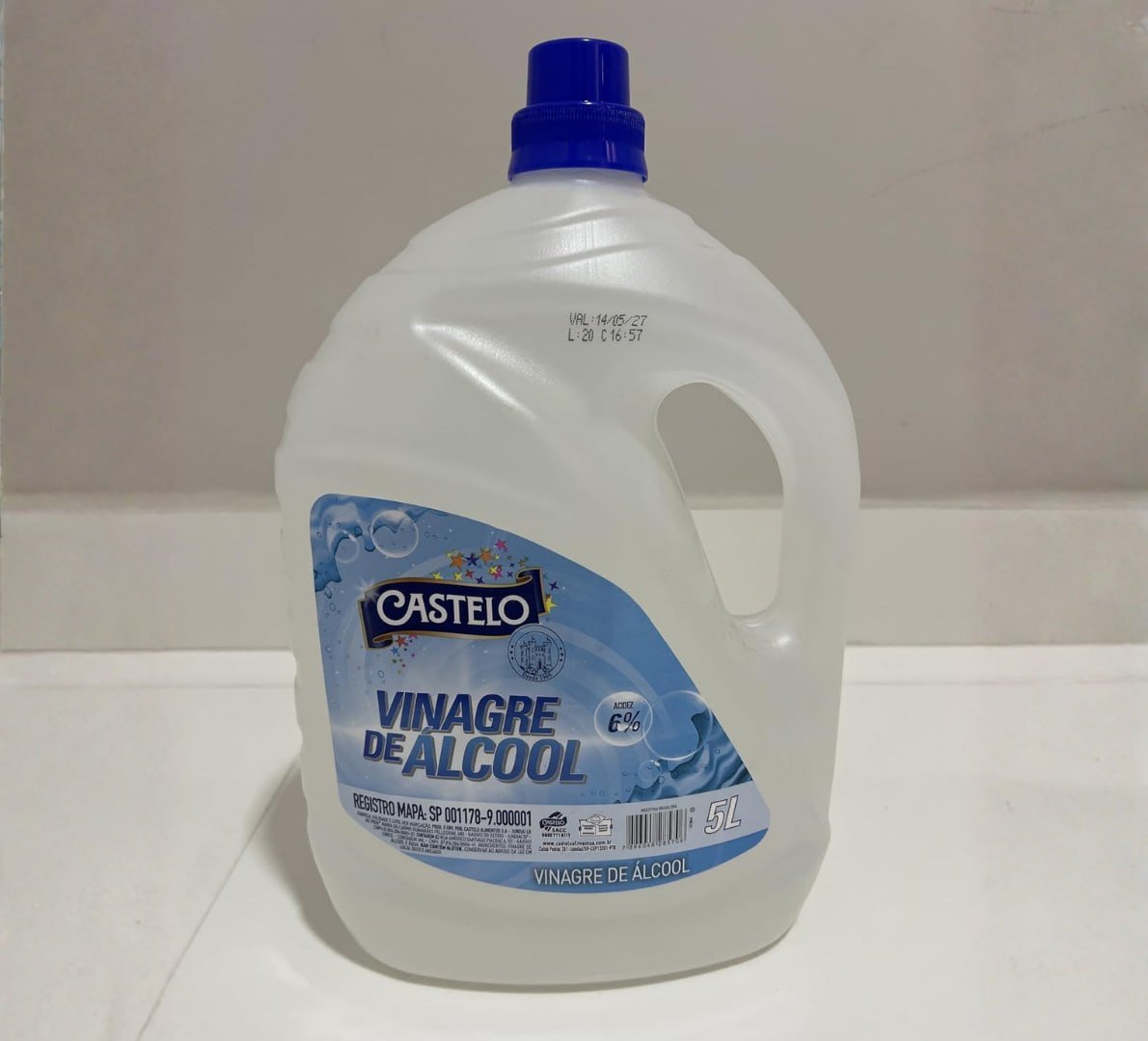 ✅ Vinagre de Álcool Concentrado 6% Castelo 5L