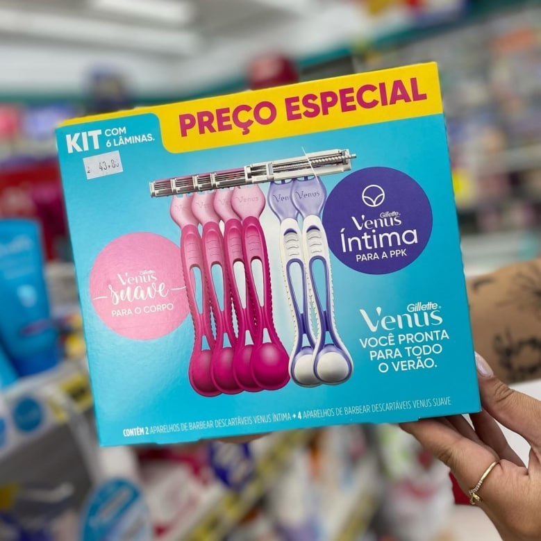 🪒 Kit Aparelho de Depilação Gillette Venus Suave 4un. + Venus Íntima 2un.