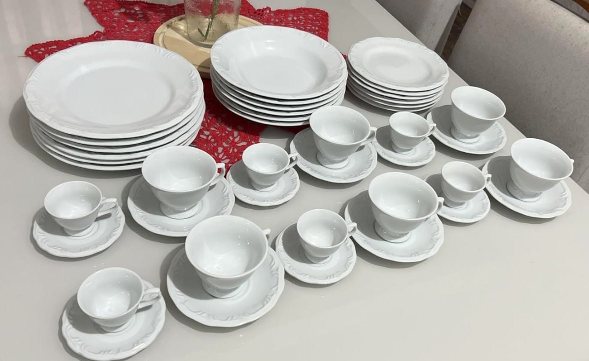 🍽 Aparelho de Jantar e Chá, 42 peças em Porcelana, Schimidt