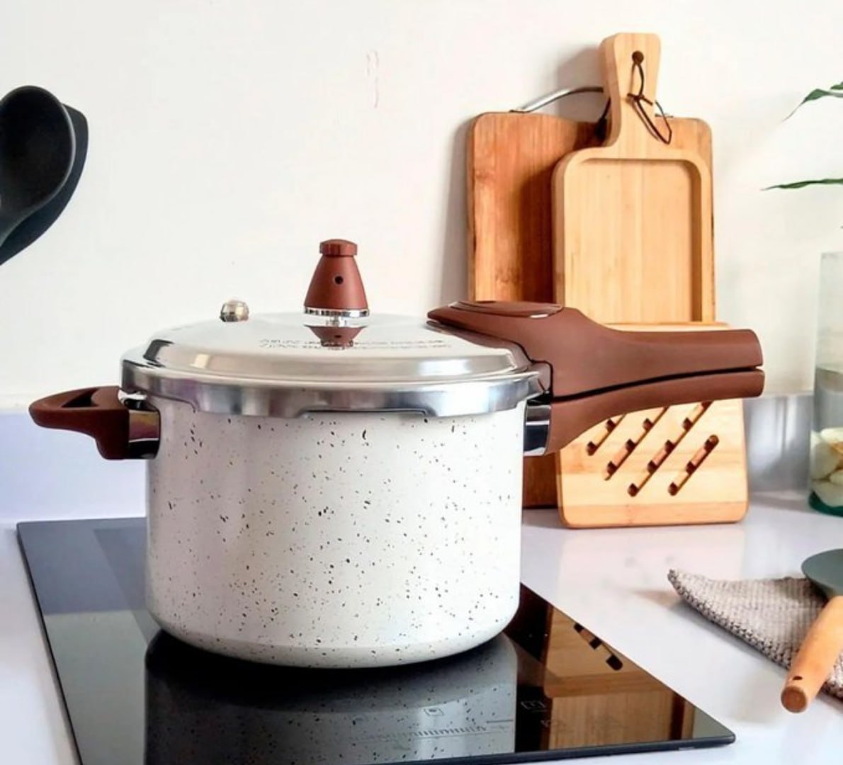 ✅ Panela Pressão Brinox Ceramic Pressure Indução 6,8L Vanilla
