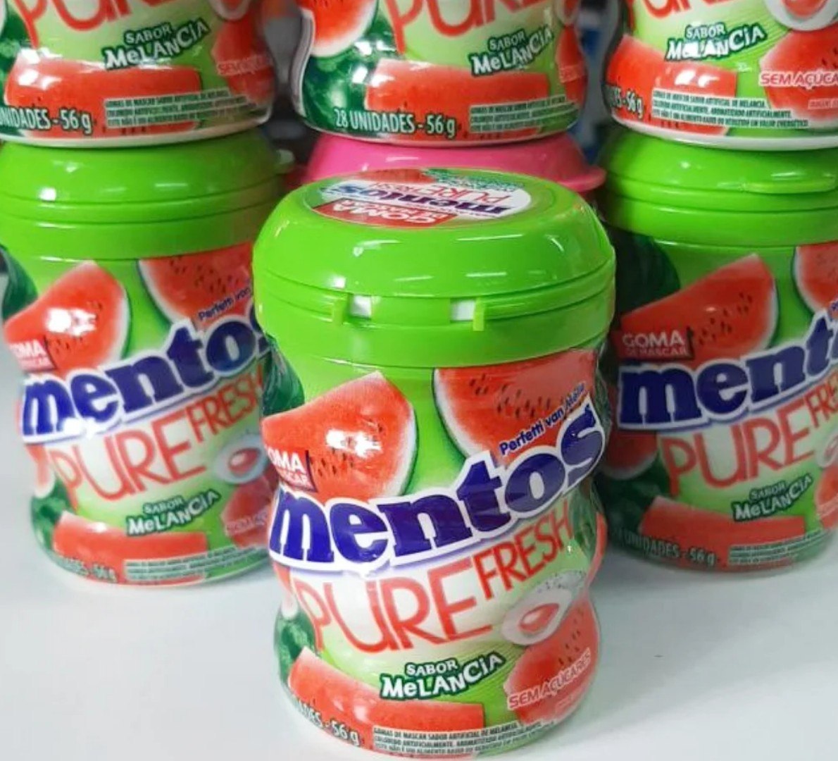 🍉 Gomas de Mascar Pure Fresh Melancia Sem Açúcar Mentos - 6 Unidades