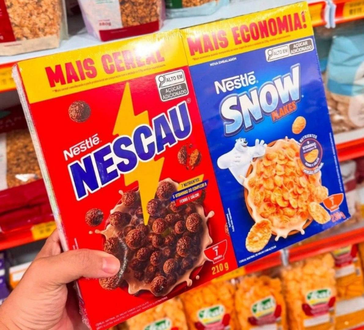 š„£ Kit Cereal Matinal Chocolate Nescau 210g + Snow Flakes 230g