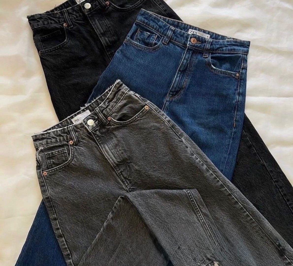 ✅ Calça Mom Jeans Cintura Alta Marmorizada