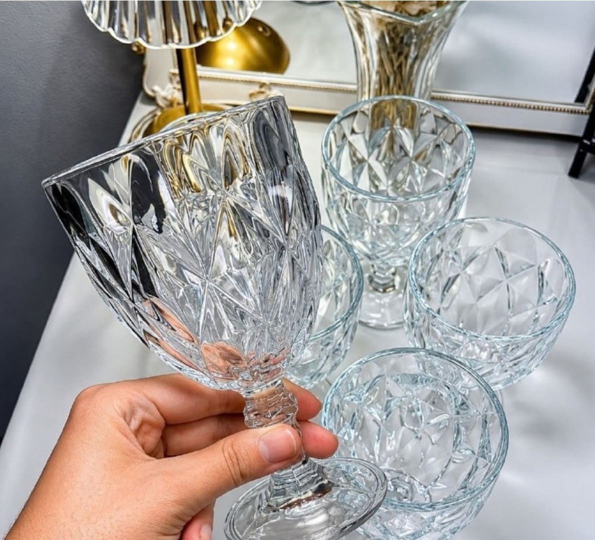 🍷 Conjunto de Taças de Vidro 340ml Diamond Line 6 Peças