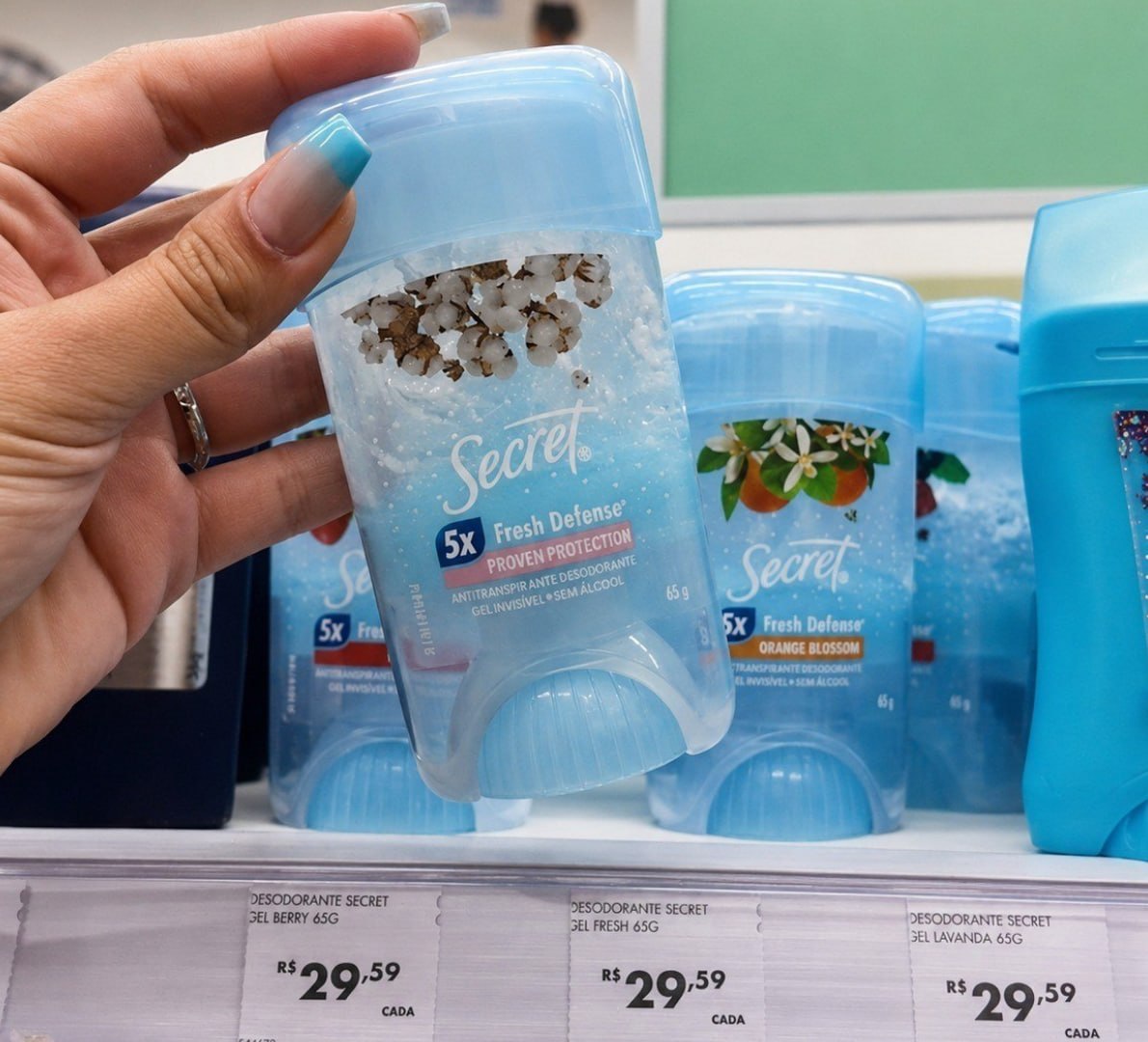 ✅ Secret Desodorante Antitranspirante em Gel Proteção de Algodão 73 g