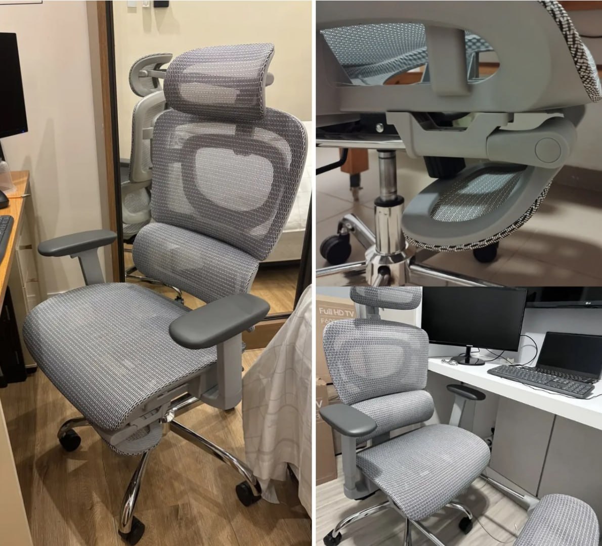🪑 Cadeira de Escritório Ergonômica Mônaco WT07 - Luvinco (Cinza)