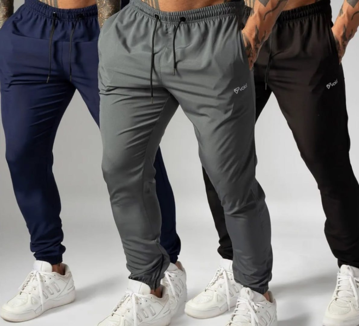 👖 Kit 3 Calças Jogger de Tactel Com Elastano Ziper