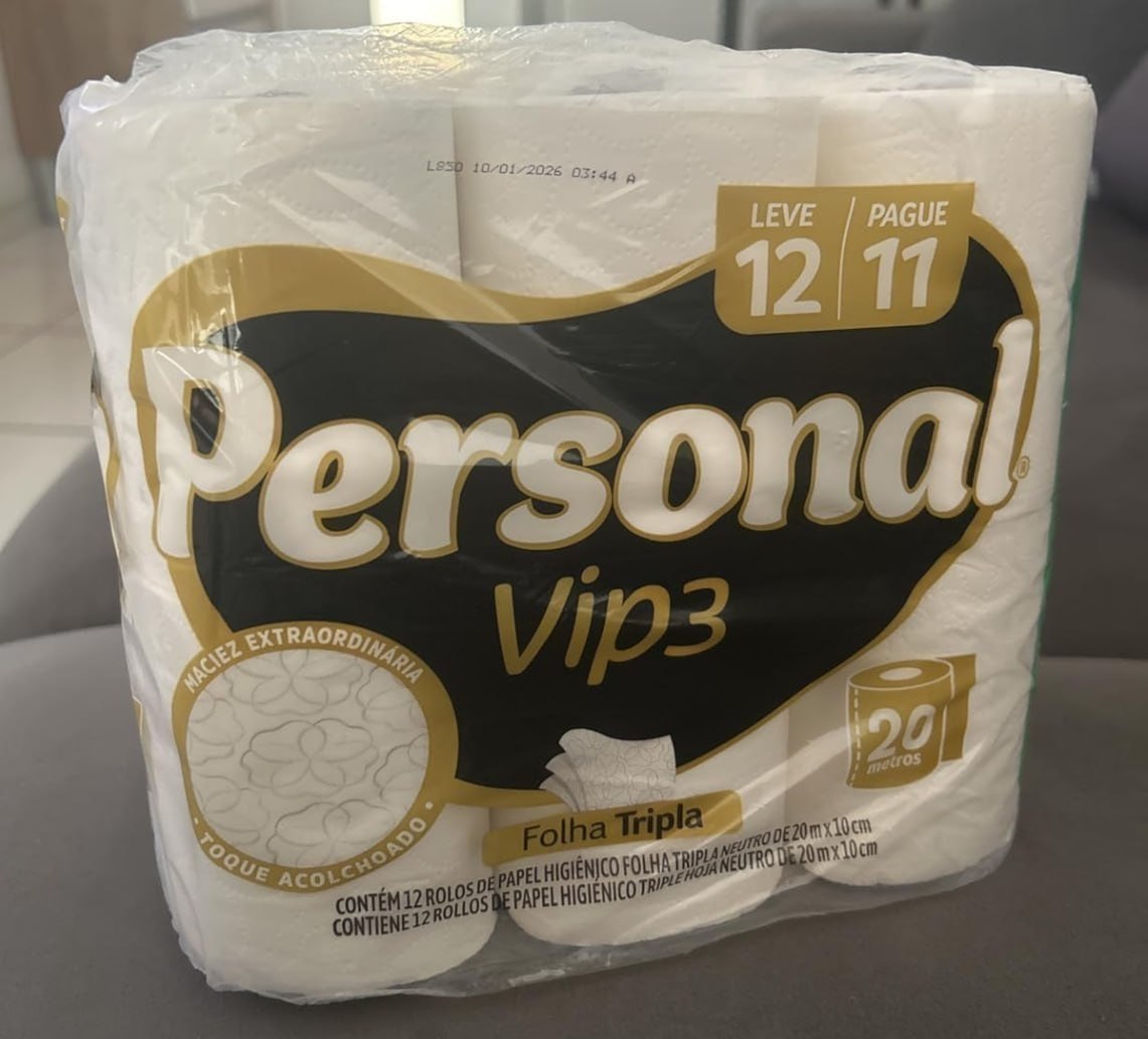 🧻 Personal Papel Higiênico Vip Folha Tripla com 12 Rolos 20m