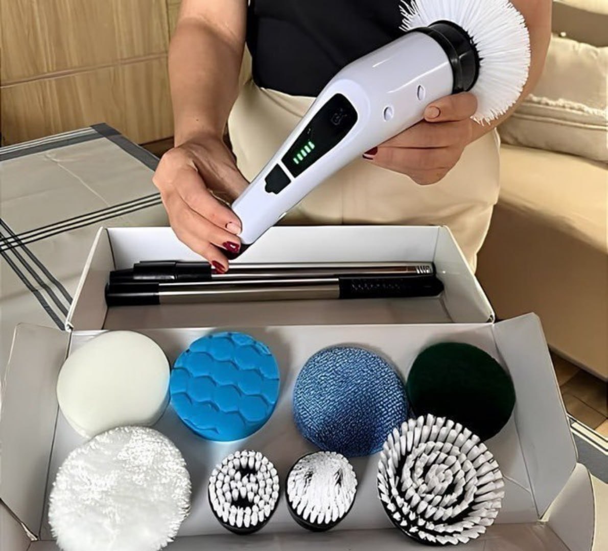 ✅ Escova de limpeza elétrica 9 em 1