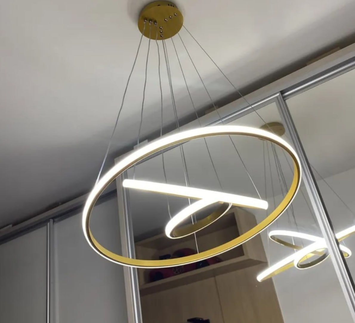 💡 Lustre Pendente Led, luminaria Dourado
