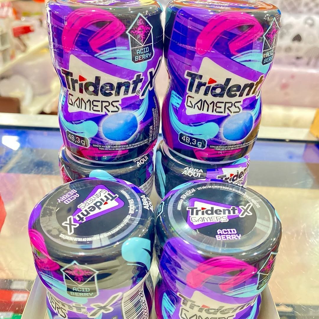 🍬 Chiclete Trident X Gamers Acid Berry - Caixa com 6 Unidades
