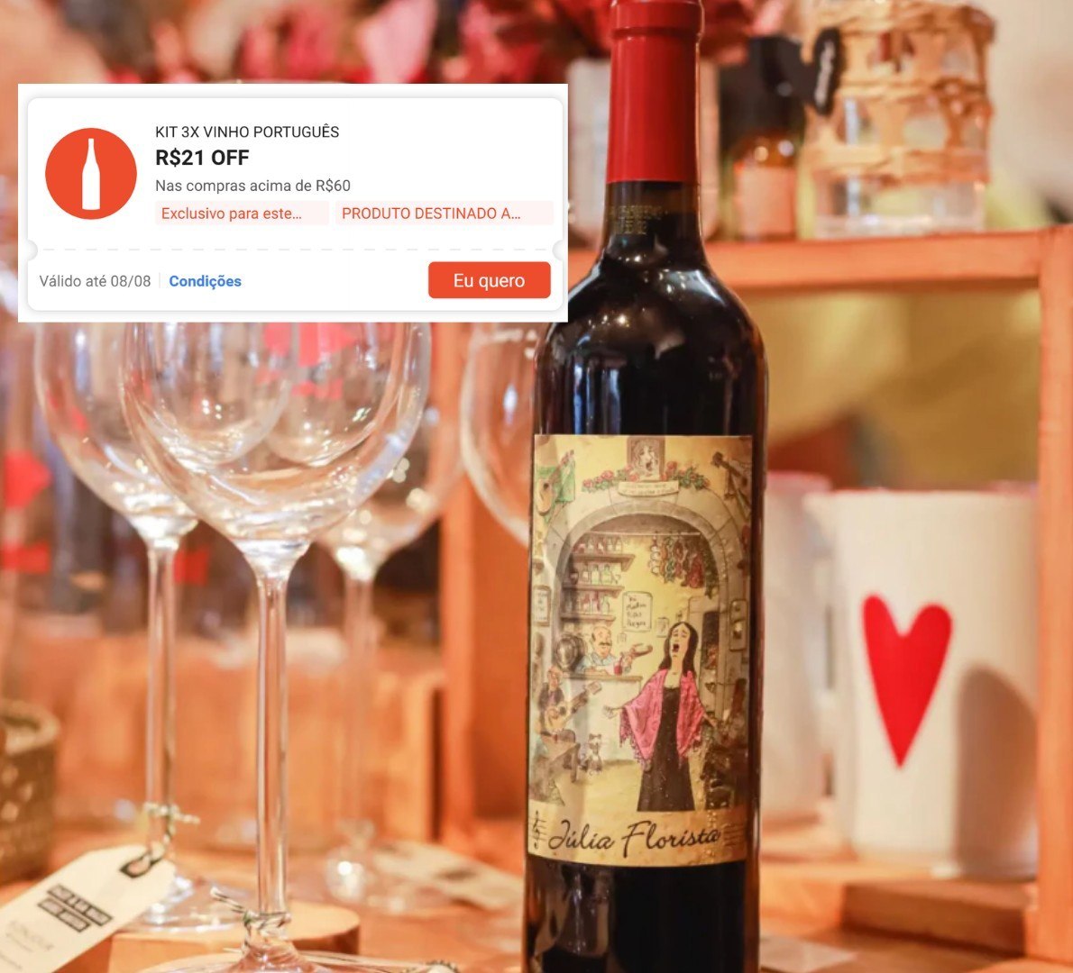 🍷 Kit 3x Vinho Português Tinto Julia Florista 750ml