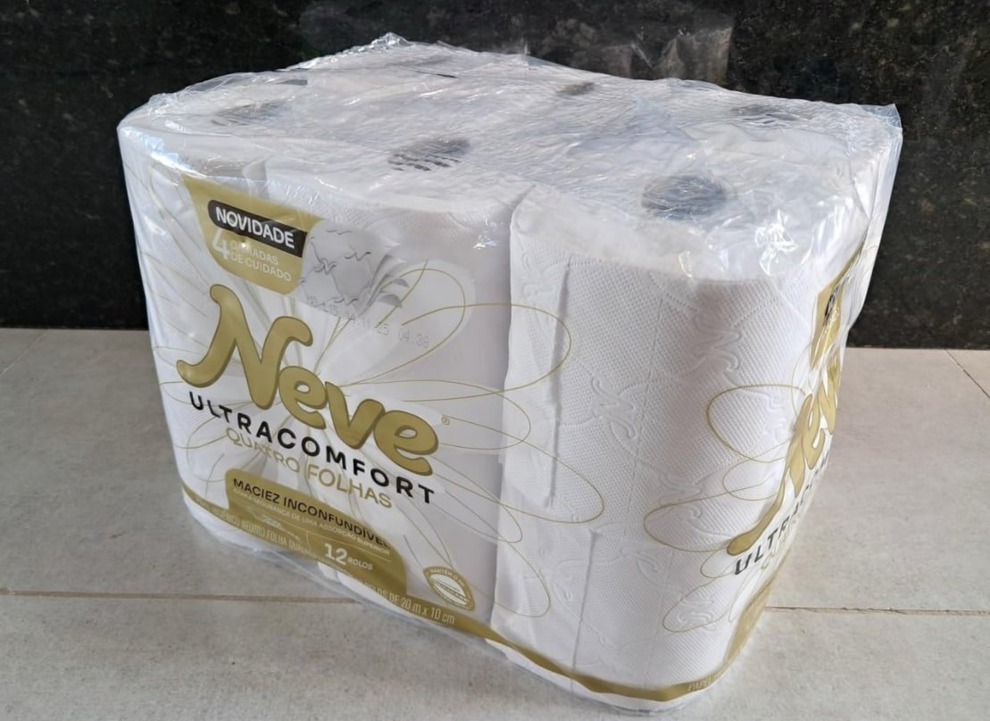 🧻 Neve Papel Higiênico Ultracomfort, Folha Quádrupla, 20m, 12 rolos