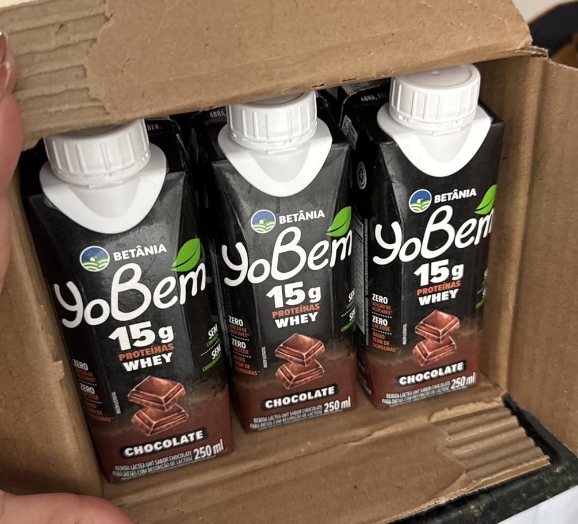 ✅ Pack YoBem Bebida Proteica Chocolate 15g de Proteínas Whey - 12 Unidades