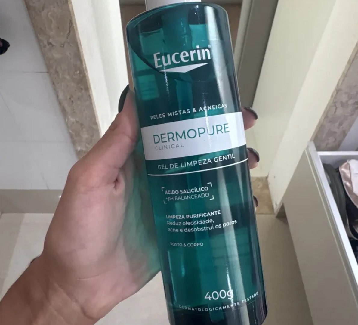🫧 Gel de Limpeza Facial Eucerin AntiAcne Dermo Pure Gentil 400ml Pele Mista e Oleosa