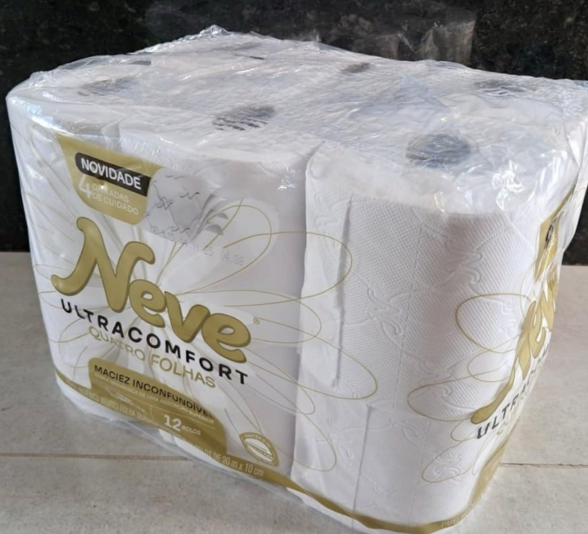 🧻 Neve Papel Higiênico Ultracomfort, Folha Quádrupla, 20m, 12 rolos