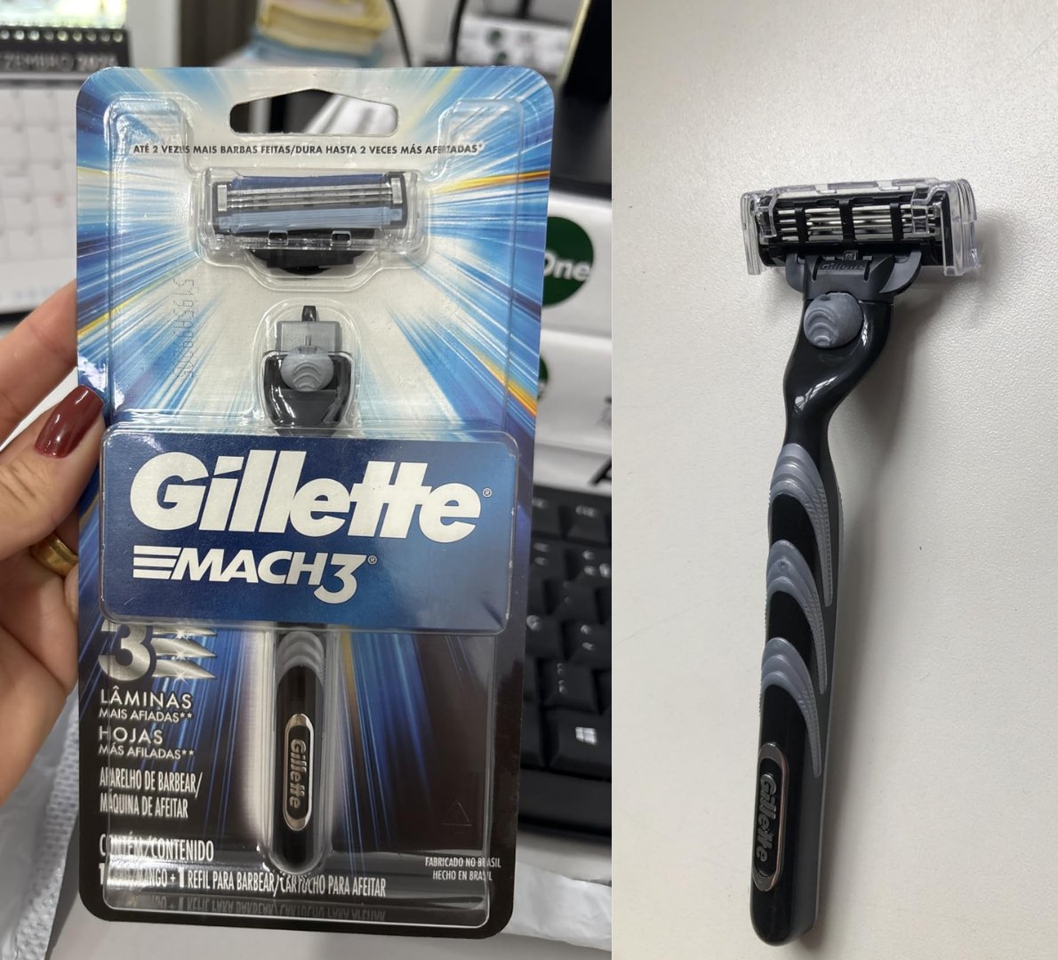 🪒 Gillette Mach3 Aparelho de Barbear com 3 Lâminas - 1 Unidade