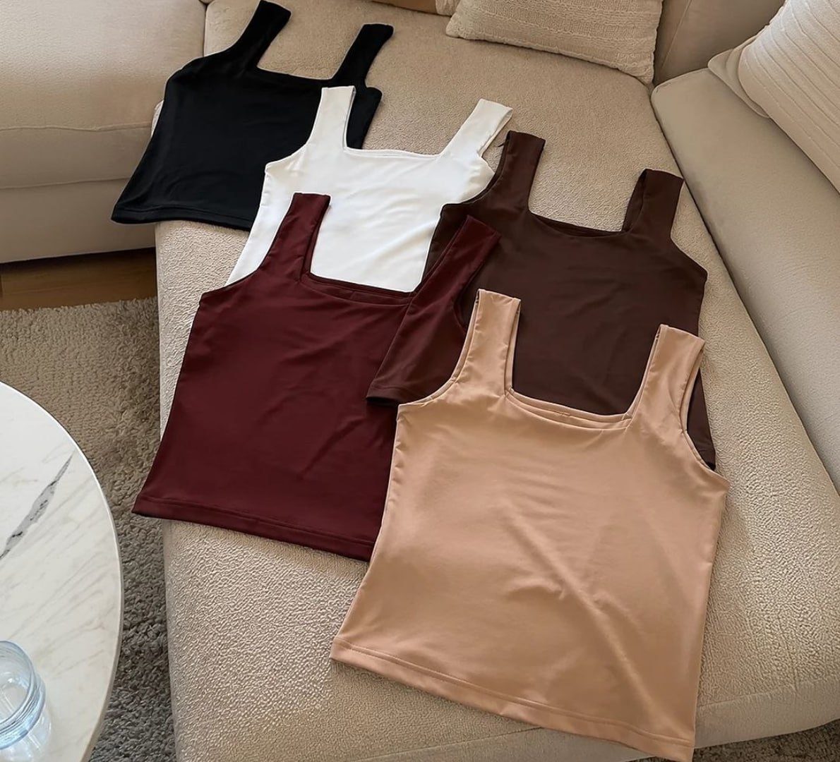 👕 Blusa Regata Decote Quadrado Alça Grossa (Em cores)