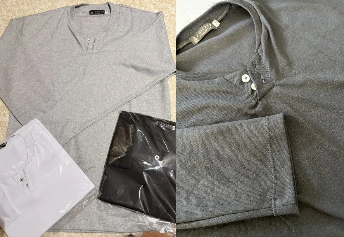 👕 Kit 3 Camisetas Henley Slim Manga Longa