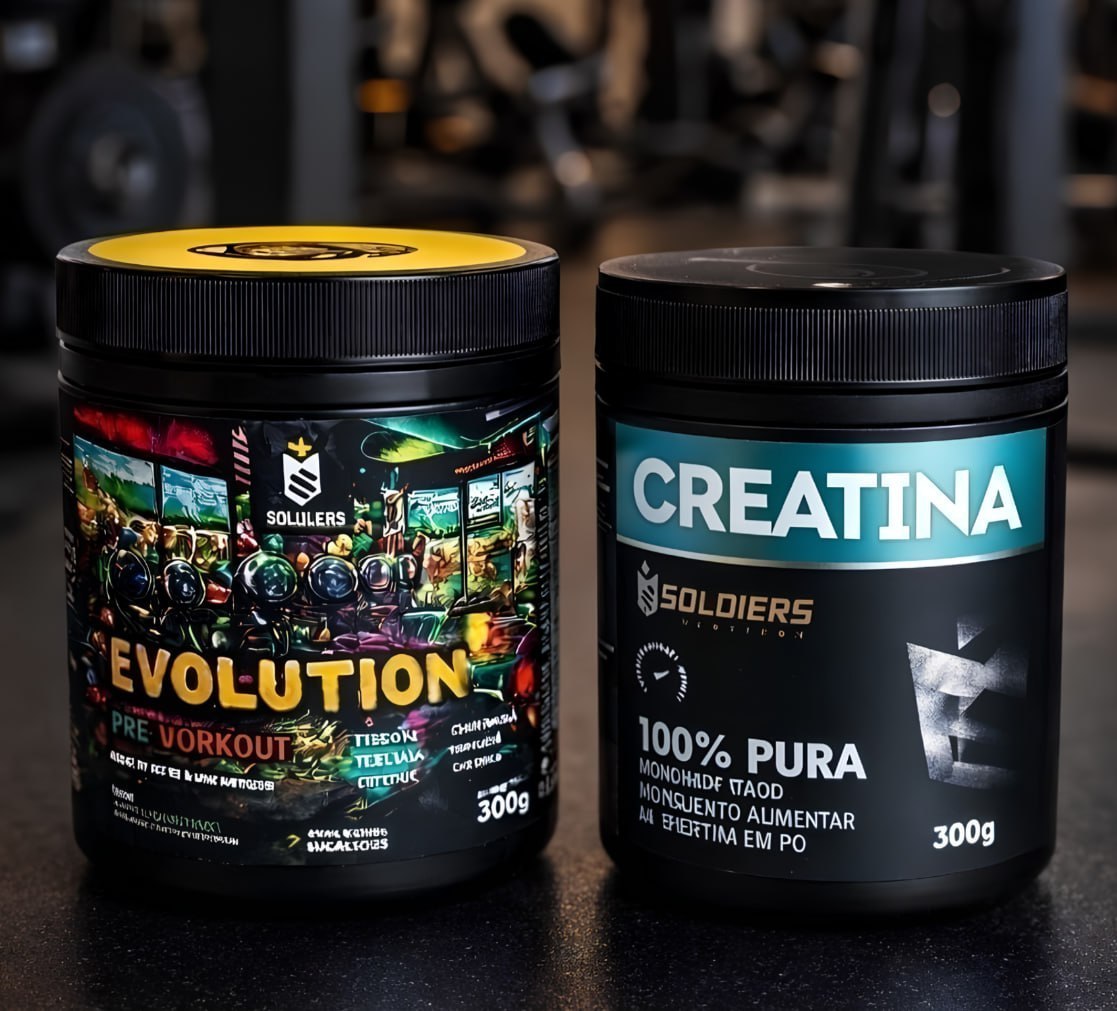 💪 Kit: 1 Creatina 300g +1 Evolution 300g - Soldiers Nutrition
