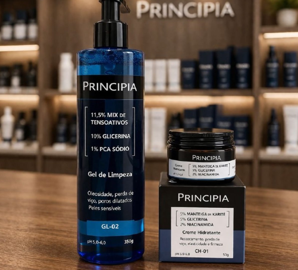 🧴 Principia Kit Limpeza e Hidratação: Gel de Limpeza GL-02 + Creme Hidratante CH-01