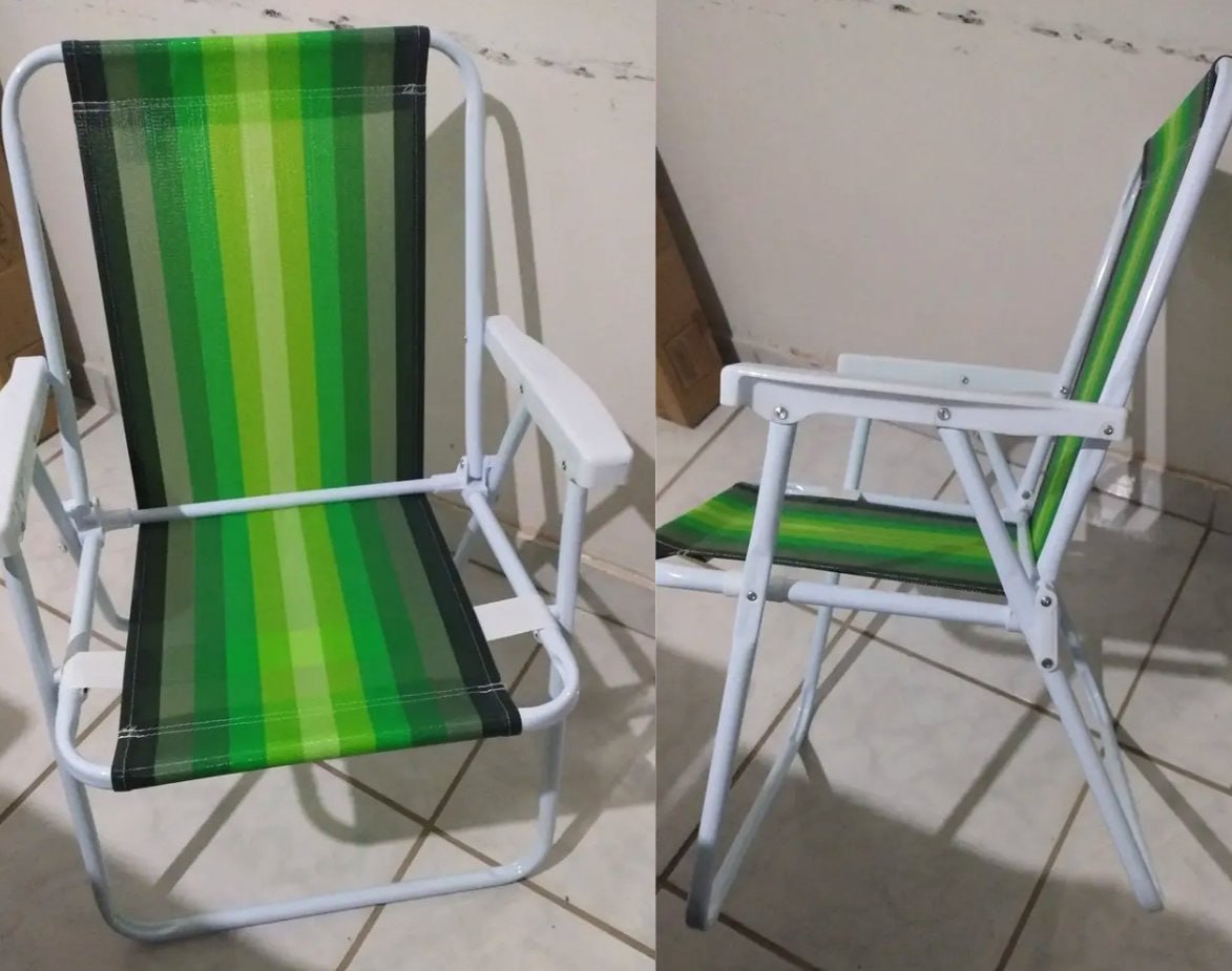 🪑 Cadeira de Praia Dobrável Aço (cor sortida)