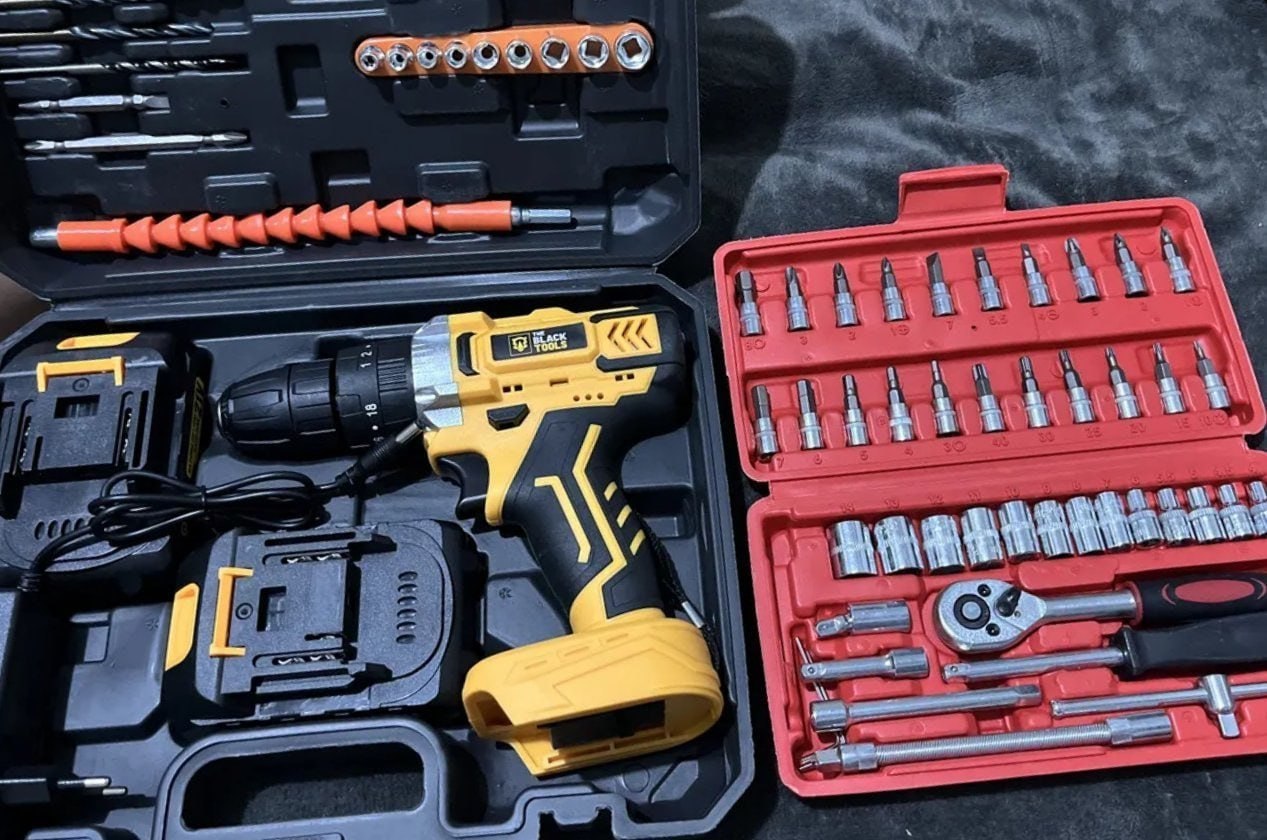 🧰 Furadeira Parafusadeira de Impacto 2 Baterias 21v + 46 Peças