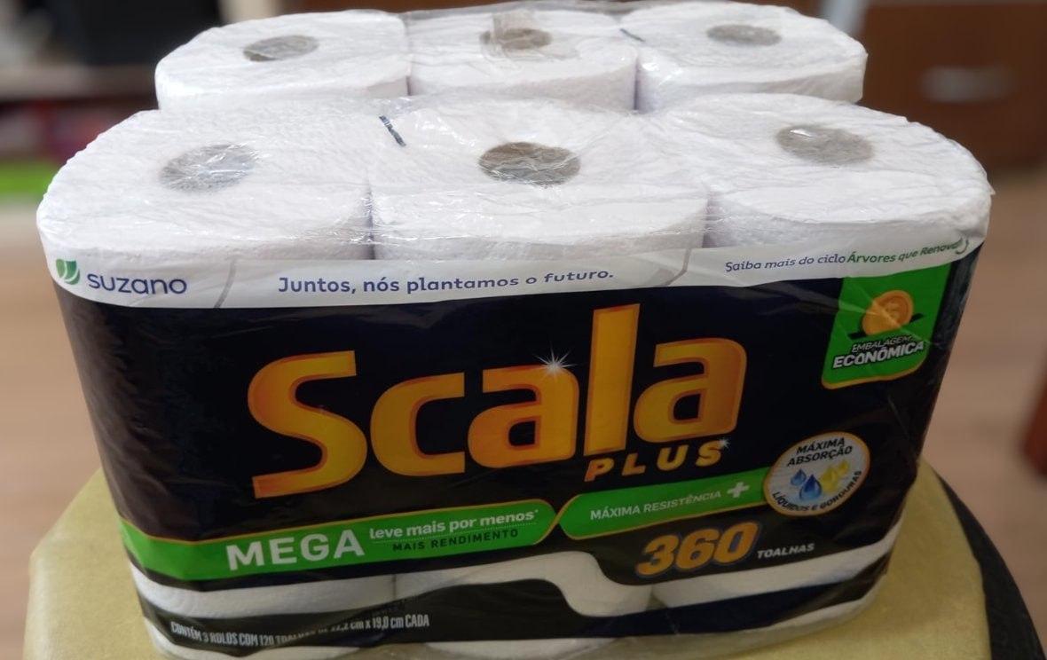 🧻 Scala Plus Papel Toalha Mega, 360 Toalhas (3 Rolos de 120 Toalhas cada)