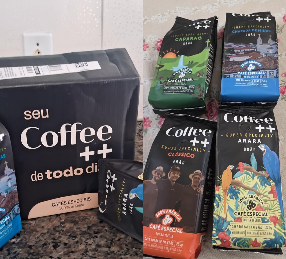 ☕️ Kit 4 Pacotes Café Especial em Grãos Coffee+: Arara, Caparaó, Chapada de Minas e Clássico (4...