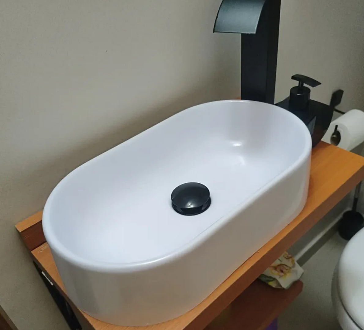 ✅ Cuba Pia Oval De Mármore Sintético 40x23