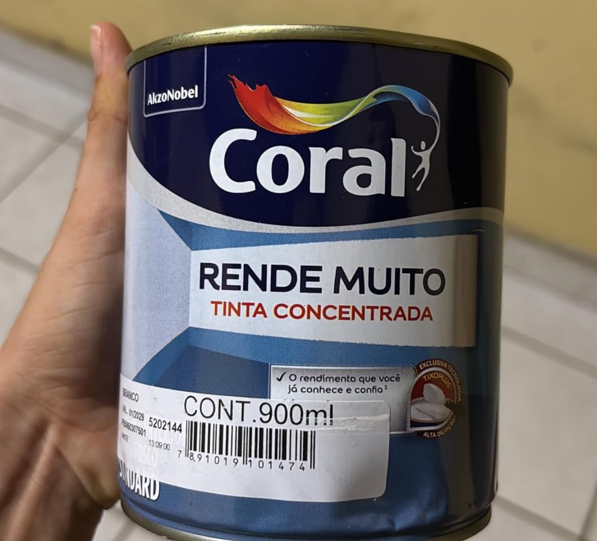 ✅ Tinta Acrílica Rende Muito Fosco Branco 900ml Coral