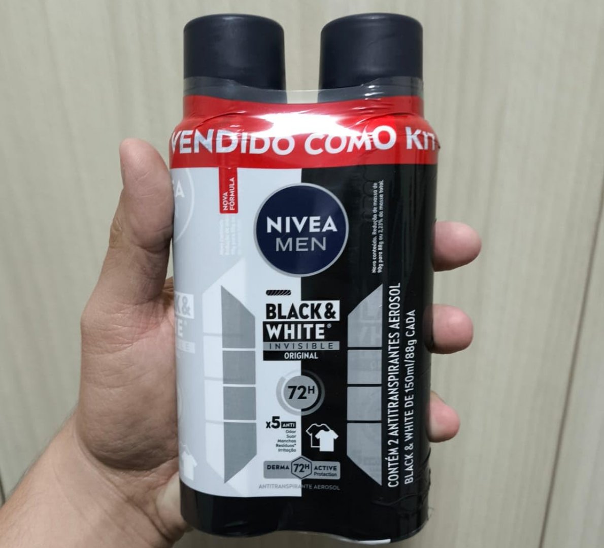 🌬 Kit NIVEA Desodorante Aerosol Men Black&White Invisible - 2 unidades
