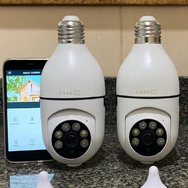 ✅ Kit com 2 Câmeras Lampada de Segurança IP Wifi com Visão Noturna Interna 360º